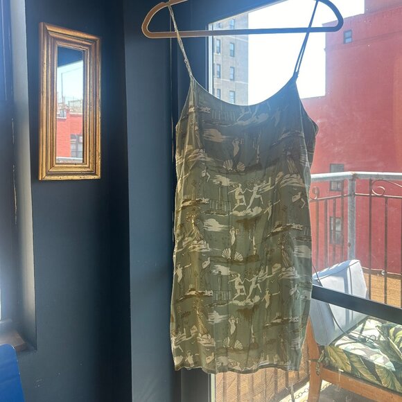 Greek Motif Green Mini Dress - Picture 3 of 5